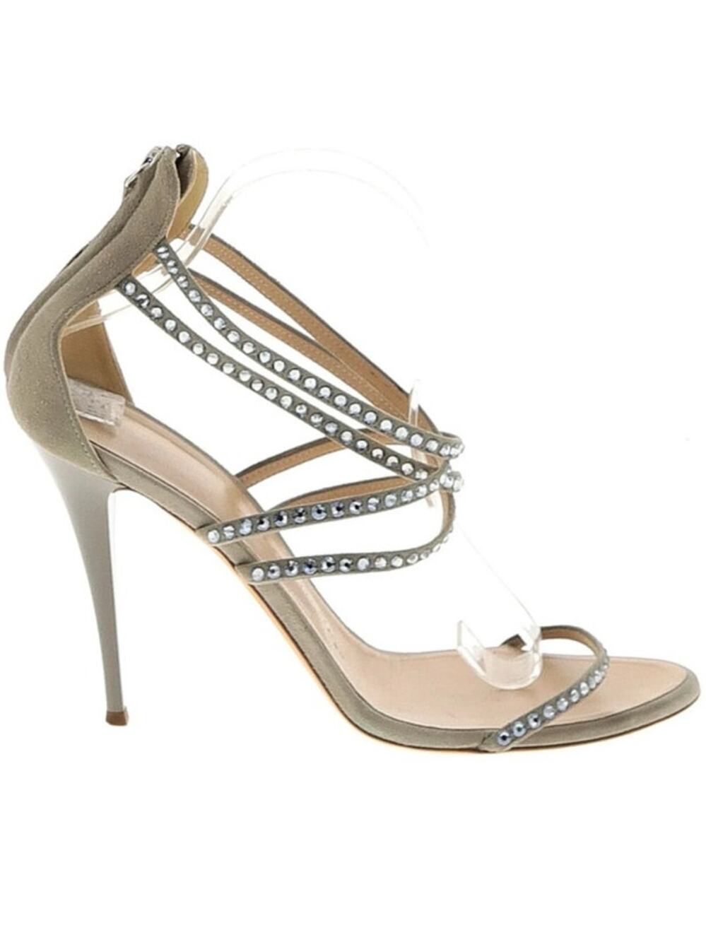 Giuseppe Zanotti Womens 40 US 8.5 Crystal Rhinestones Embellished Sandals Gray